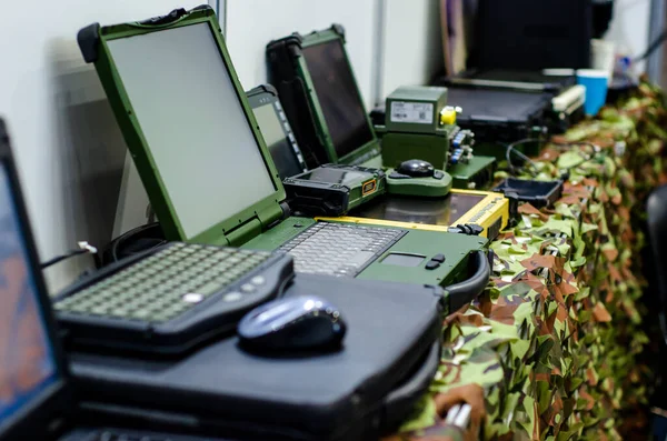 Primo Piano Computer Portatile Militare — Foto Stock