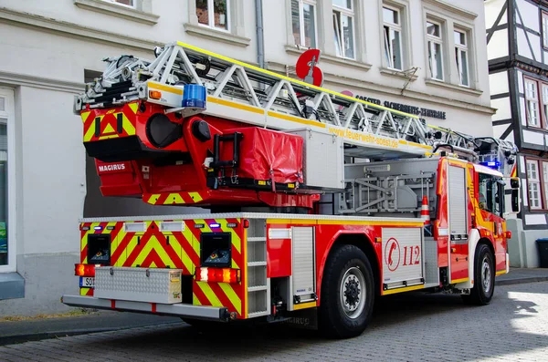 Soest Alemanha Agosto 2021 Bombeiros Caminhão Serviço Feuerwehr — Fotografia de Stock