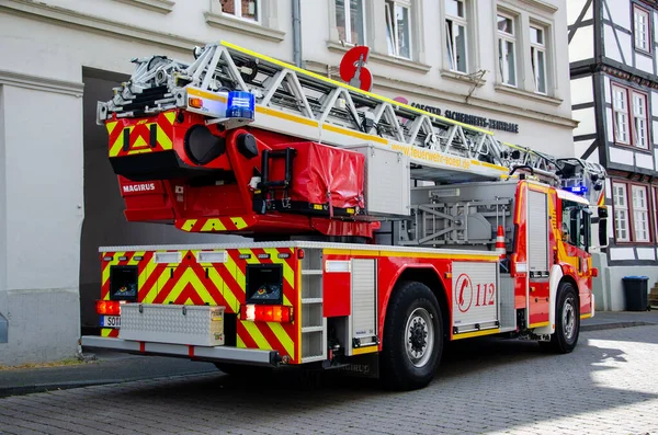 Soest Alemanha Agosto 2021 Bombeiros Caminhão Serviço Feuerwehr — Fotografia de Stock