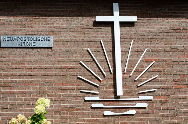 Warstein Niemcy Sierpnia 2021 Godło Nowego Kościoła Apostolskiego Neuapostolischen Kirche — Zdjęcie stockowe