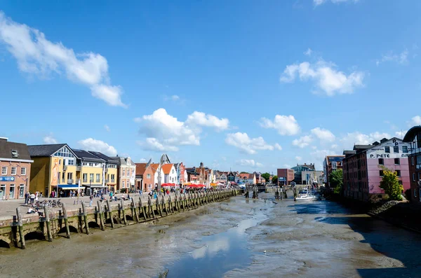 Husum Alemania Agosto 2021 Puerto Husum Husumer Hafen Marea Baja — Foto de Stock