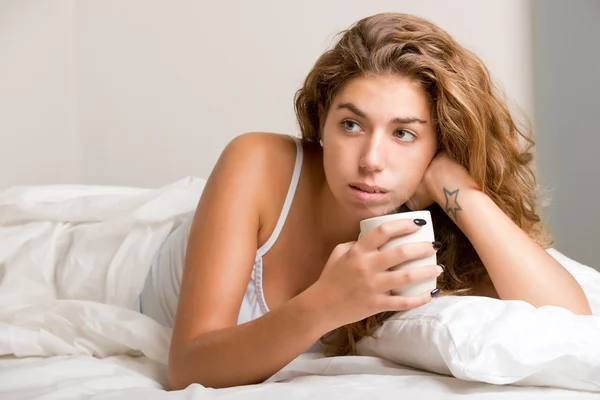 Woman in Bed Relaxing — Stock Photo, Image