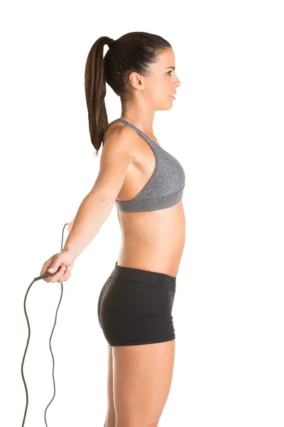 Sporty Woman With Jumping Rope — Stock Photo, Image