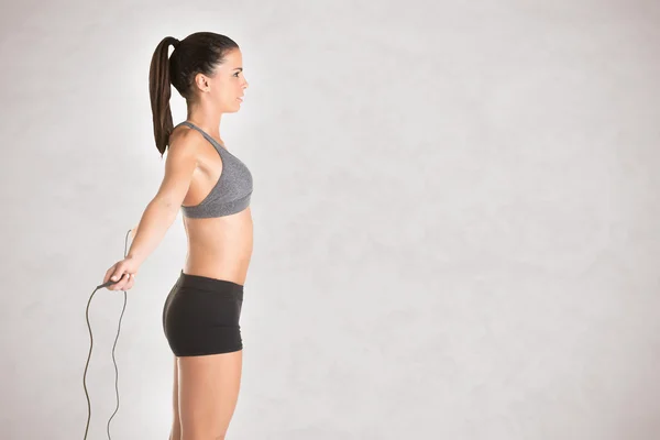 Sporty Woman With Jumping Rope — Stock Photo, Image