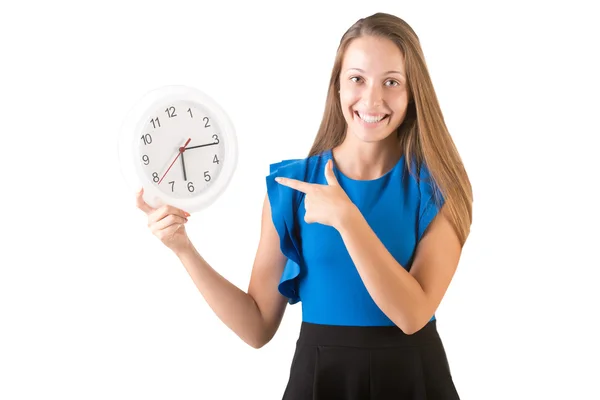 Mujer señalando el reloj —  Fotos de Stock