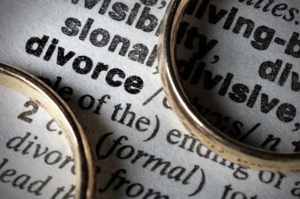 Concetto di divorzio con anelli Fotografia Stock