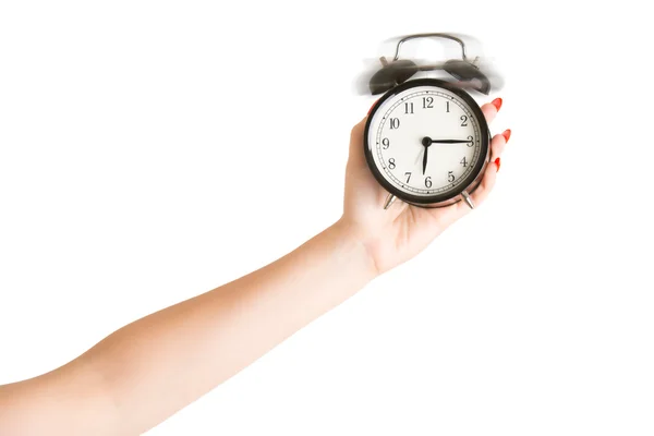 Hand Holding an Alarm Clock Ringing — Stock Photo, Image