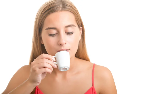 Woman Drinking an Espresso — Stock Photo, Image