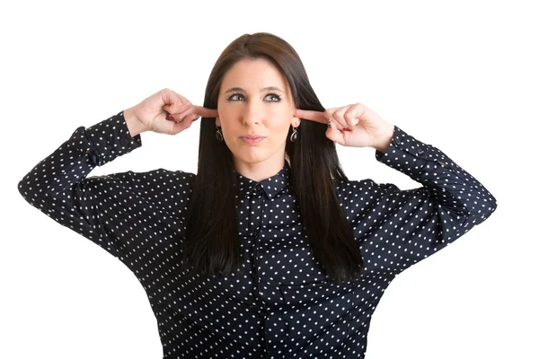 Female Covering Her Ears — Stock Photo, Image