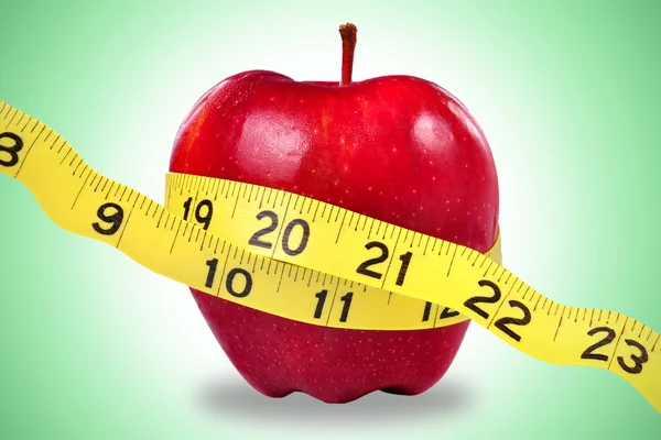 Red Apple and Measuring Tape — Stock Photo, Image