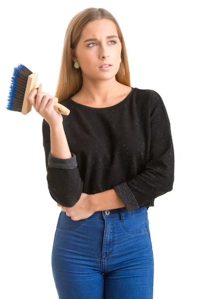 Mulher pintando sua casa — Fotografia de Stock