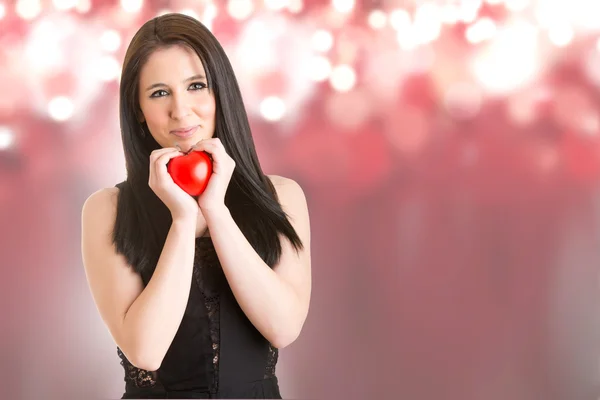 Woman Holding a Heart in Her Hands — Stock Photo, Image