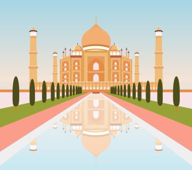 Taj Mahal illüstrasyonu, Hint kültürünün muhteşem cazibesi.
