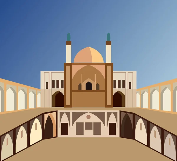 Aga Bozorg Mosque Iran City Kashan Vector Illustration —  Vetores de Stock