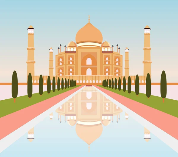 Taj Mahal Illustration Wonderful Attraction Indian Culture —  Vetores de Stock