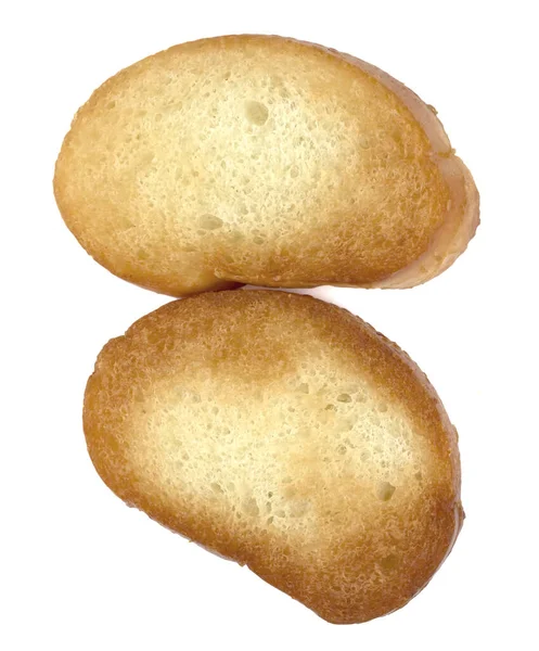 白い背景に隔離されたトーストしたバゲットスライス トースト クルトン — ストック写真