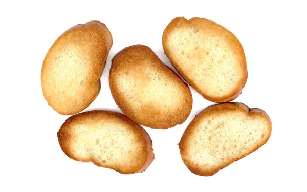 Geroosterde Baguette Plak Geïsoleerd Witte Achtergrond Toast Crouton — Stockfoto