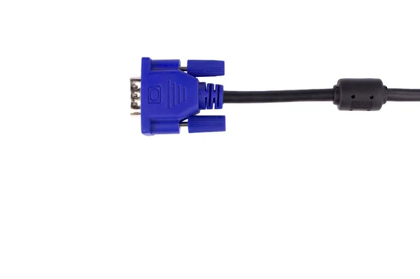 Uso Del Cable Vga Para Monitor Conexión Fondo Blanco Enfoque — Foto de Stock