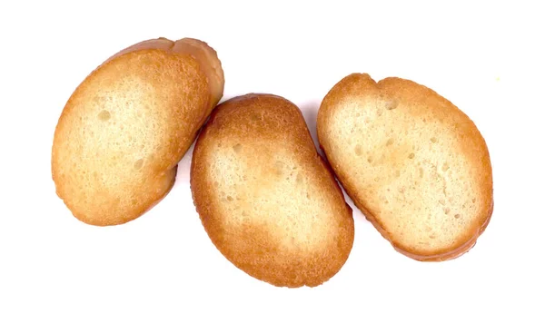 Geroosterde Baguette Plak Geïsoleerd Witte Achtergrond Toast Crouton — Stockfoto