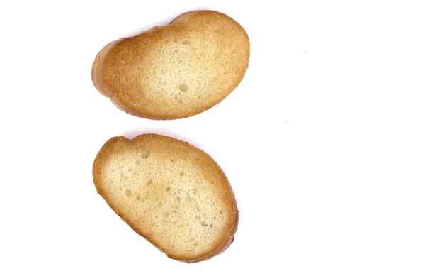Geröstete Baguette Scheibe Isoliert Auf Weißem Hintergrund Toast Crouton — Stockfoto