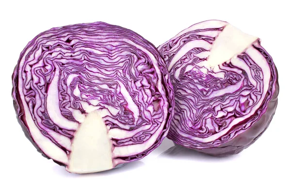 Fresh Red Cabbage Isolated White Background Half Part Healthy Superfood — Stock Photo, Image