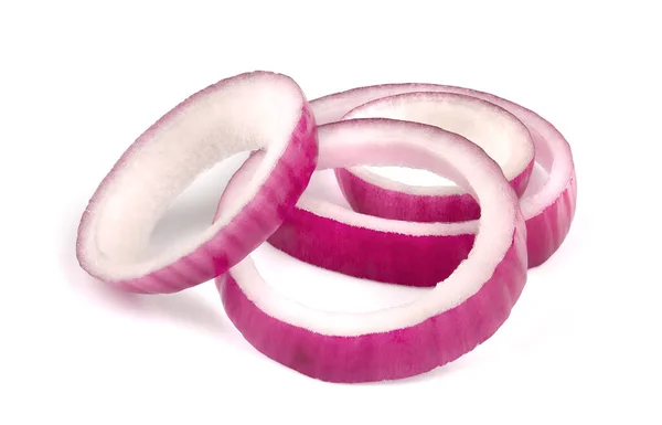 Rote Zwiebeln Scheiben Geschnitten Isoliert Auf Weißem Hintergrund Gesundes Superfood — Stockfoto