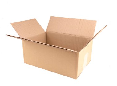 Karton kutu kırpma yolu olan beyaz bir arkaplanda izole edildi