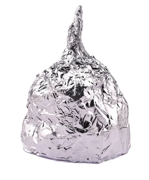 Tin foil hat isolated on white background