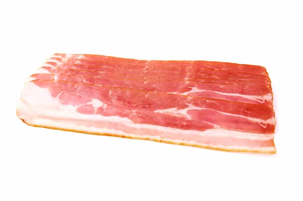 Bacon Isolé Sur Fond Blanc Très Savoureux — Photo