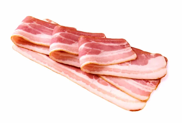 Bacon Isolé Sur Fond Blanc Très Savoureux — Photo