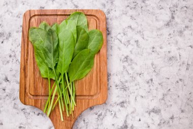 Bahar yeşili sebze çorbası ve salata için taze organik doru. Bahar yeşili sebzeler - doru ıspanak