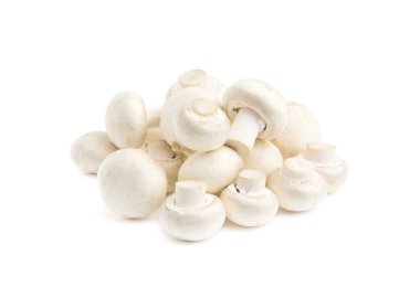 Beyaz arka planda izole edilmiş taze şampiyon mantarları..