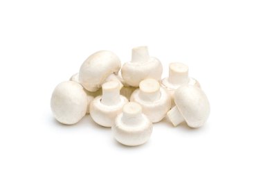 Beyaz arka planda izole edilmiş taze şampiyon mantarları..