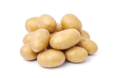 Beyaz arka planda izole taze patates Grubu