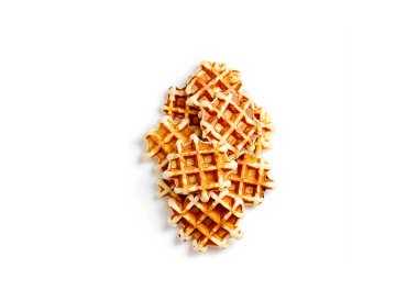 Beyaz arka planda waffle 'lar. Ev yapımı pişirme. Waffle.