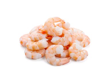 Beyaz arkaplanda izole edilmiş hazır karides