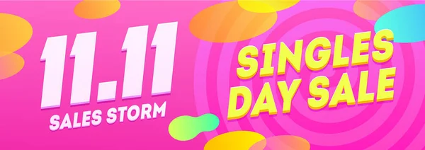 Singles day vendita banner template.11.11 vendita sfondo rosa con elemento di promozione. Adatto per post sui social media — Vettoriale Stock
