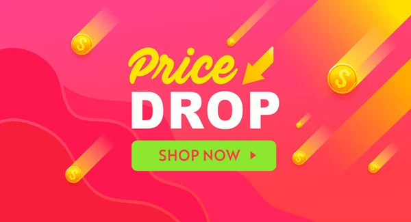 Price drop red vector banner, sale poster design. Discount offer template banner. Price drop vector — Stock Vector