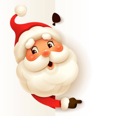 Büyük boş tabelası olan Noel Baba. Tasarım için geniş boşluk.