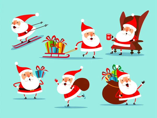サンタクロースのコレクション クリスマスのデザインのためのサンタクロースの様々な — ストックベクタ