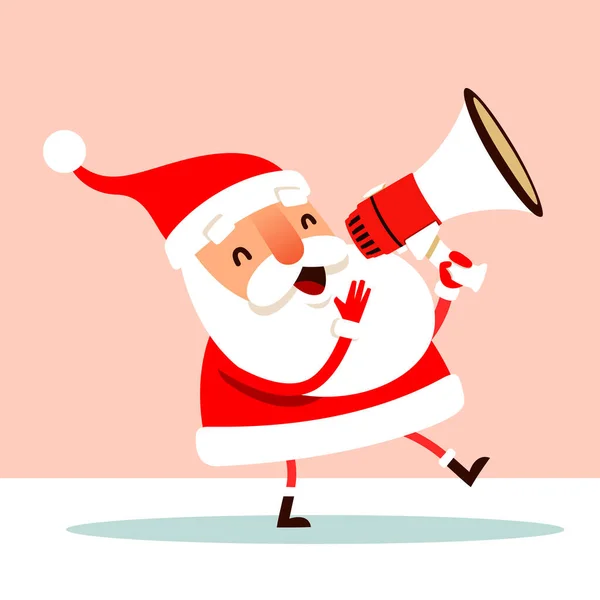 Άγιος Βασίλης Κάνει Μια Ανακοίνωση Μεγάφωνο Εικόνα Επίπεδης Διανυσματικής Έννοιας — Διανυσματικό Αρχείο