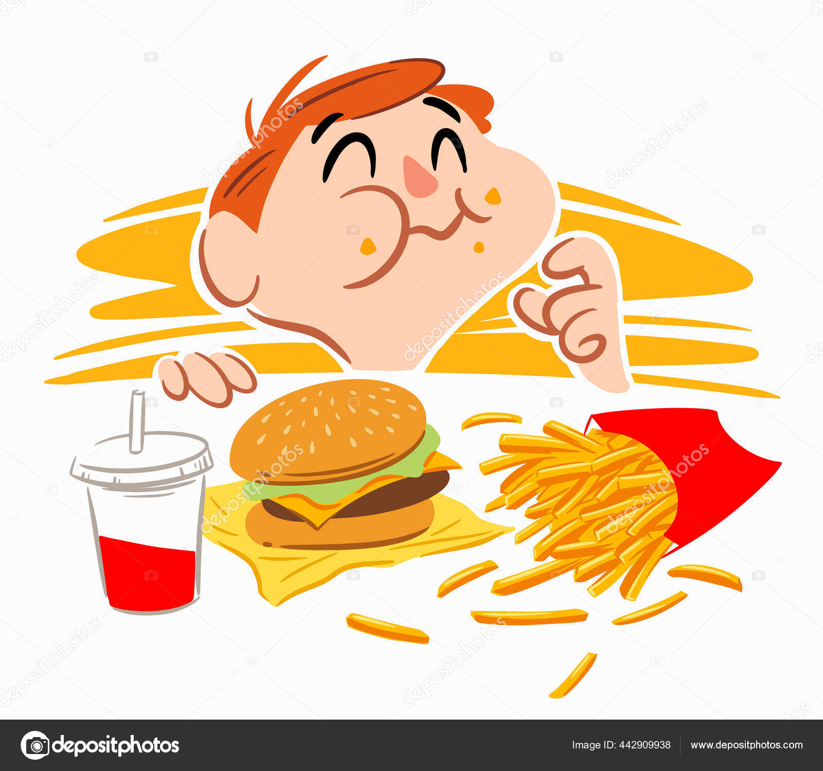 Little Boy Eating Fast Food Happily Stock Vector Image by ©ori-artiste  #442909938
