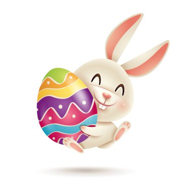 Paskalya tavşanı ve Paskalya yumurtası. İzole edilmiş. 