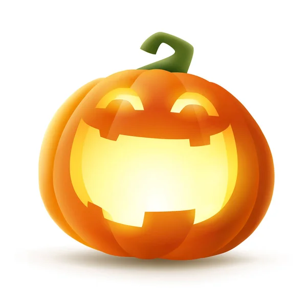 Jack Lantern Halloween Pumpa Med Glödande Roliga Ansiktsuttryck Isolerad — Stock vektor