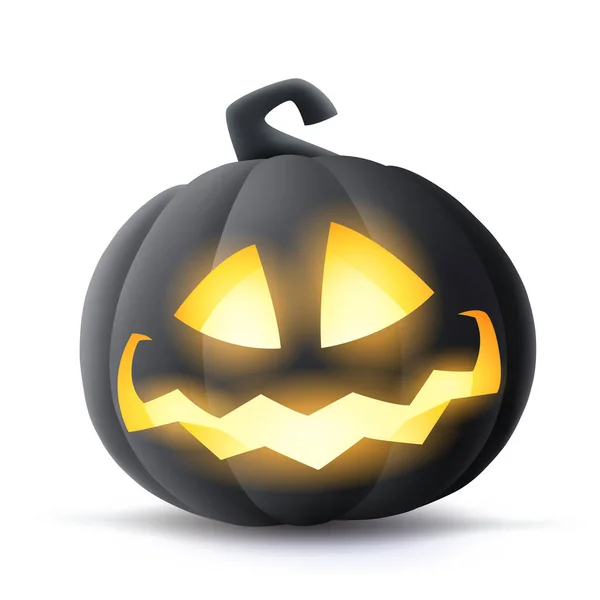 Jack Lantern Illustration Citrouille Noire Noire Halloween Avec Une Drôle — Image vectorielle