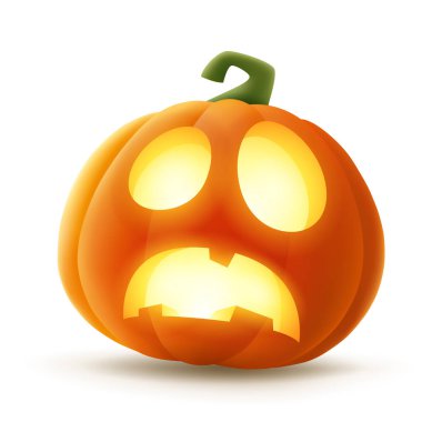 Jack O Lantern. Komik suratlı bir Cadılar Bayramı kabağı. İzole edilmiş.