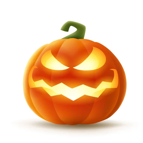 Jack Lantern Halloween Kürbis Mit Glühend Komischen Gesichtsausdruck Isoliert — Stockvektor