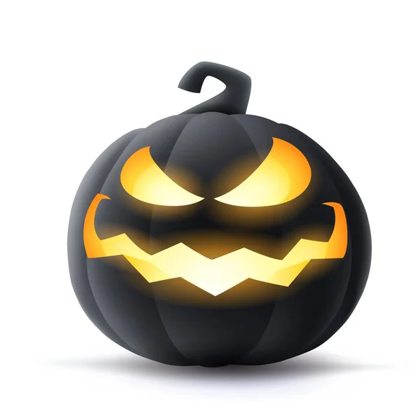 Jack Lantern Illustration Von Halloween Schwarzem Dunklen Kürbis Mit Glühend — Stockvektor
