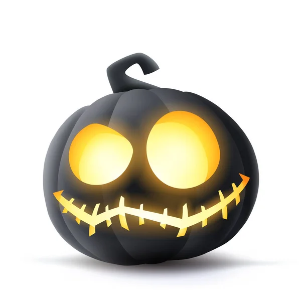 Jack Lantern Illustration Von Halloween Schwarzem Dunklen Kürbis Mit Glühend — Stockvektor