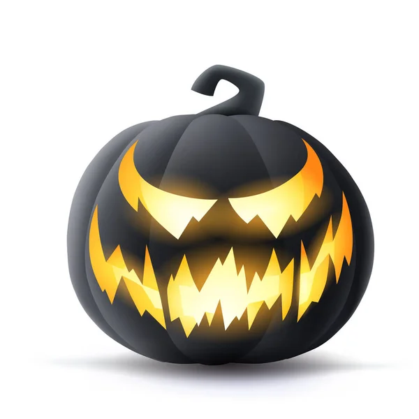 Jack Linterna Ilustración Calabaza Negra Oscura Halloween Con Expresión Cara — Vector de stock